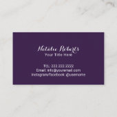 レーザー脱毛スキン気にサロン紫と金ゴールド 名刺 (裏面)