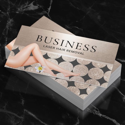 レーザー脱毛スキン気にモダン金ゴールドサロン 名刺