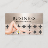 レーザー脱毛スキン気にモダン金ゴールドサロン 名刺 (正面)