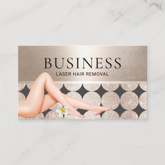 レーザー脱毛スキン気にモダン金ゴールドサロン 名刺 (正面)