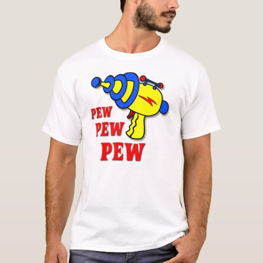 レーザー銃ペーウペーウペーウ おもしろTシャツ Tシャツ (正面)