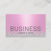 レーザー&スキン美しいサロンエステティシャンピンクシルバー 名刺 (正面)