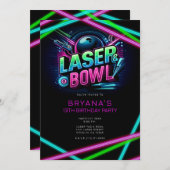 レーザー&ボウルレーザーラベルボーリング誕生日パーティー 招待状 (正面/裏面)