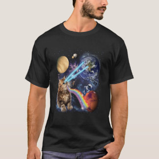 レーザー 猫 スペース キャット 子猫 レーザー アイズ Tシャツ