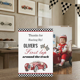 レーシングありがとう レースカーの1歳の誕生日カード 招待状
