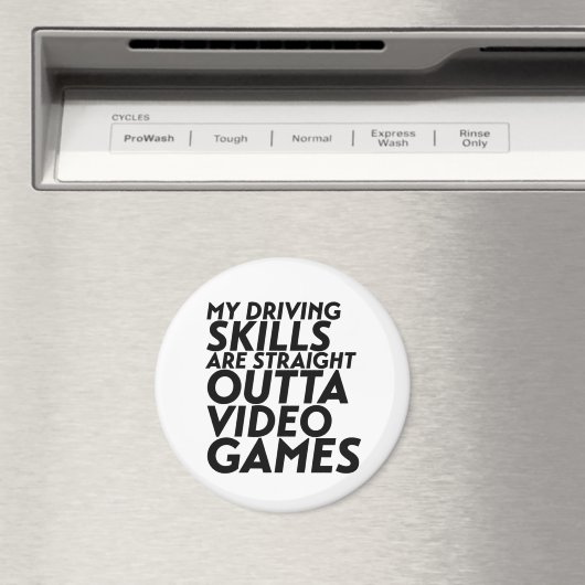 レーシングおもしろいカーのビデオゲームおたくギークゲーマー マグネット (インサイチュ (食洗機))