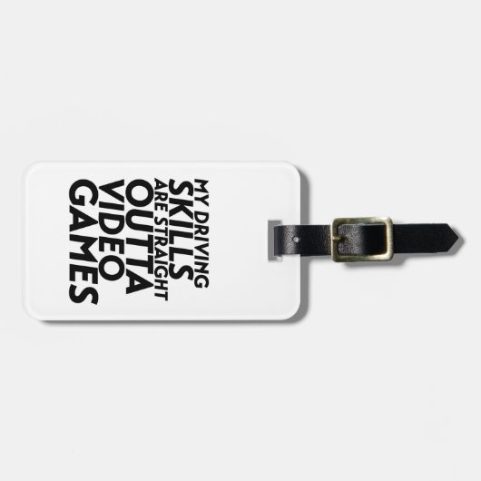 レーシングおもしろいカーのビデオゲームおたくギークゲーマー ラゲッジタグ (正面横)