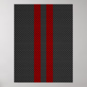 レーシングのようなブルゴーニュ赤炭素繊ストライプ維 ポスター (正面)