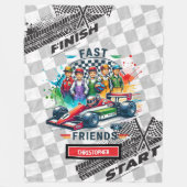 レーシングはっきりしたブランケットスポーツカーウォーターカラーボーイ フリースブランケット (正面)