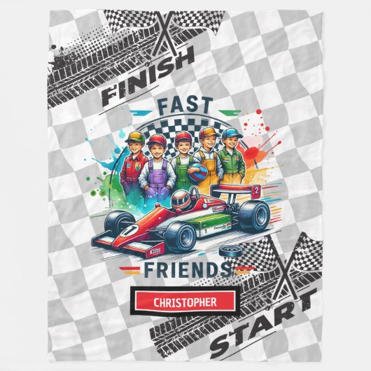 レーシングはっきりしたブランケットスポーツカーウォーターカラーボーイ フリースブランケット (正面)