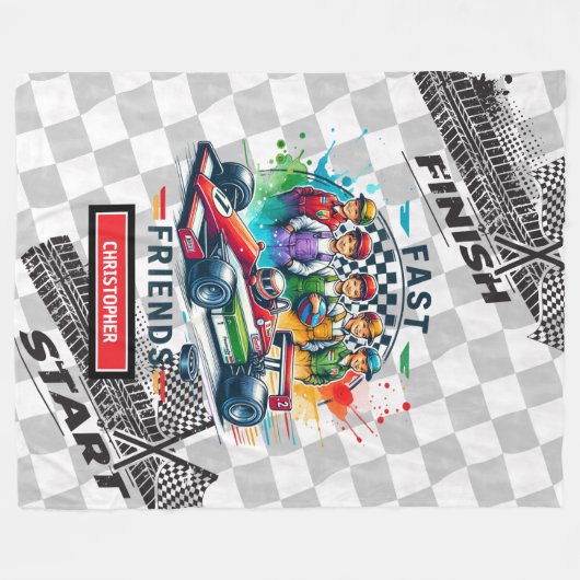 レーシングはっきりしたブランケットスポーツカーウォーターカラーボーイ フリースブランケット (正面(横))