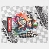 レーシングよくはしゃぐブランケット式1スポーツカーボーイ フリースブランケット (正面(横))