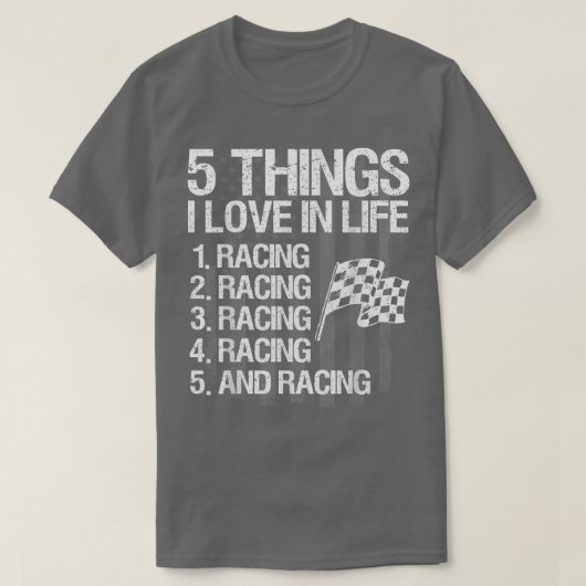 レーシングアメリカ国旗レースカーパーティー5Things I Lo Tシャツ (デザイン正面)