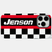 レーシングオート市松模様にスポーツフラグ名 Case-Mate iPhoneケース (裏面 (横))