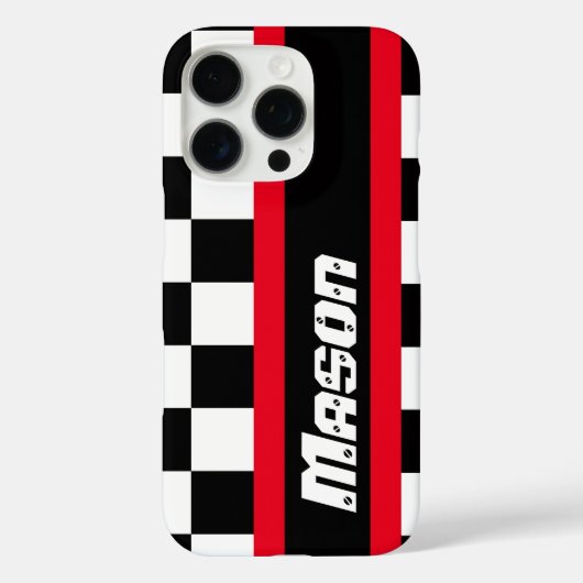 レーシングオート市松模様にスポーツフラグ名iPhoneケース Case-Mate iPhoneケース (裏面)