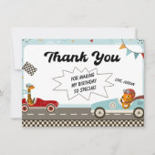 レーシングカーのエンジン誕生日サンキューカード 招待状 (正面)