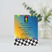 レーシングカーのトラフィック光の誕生日パーティーの招待 招待状 (スタンド正面)