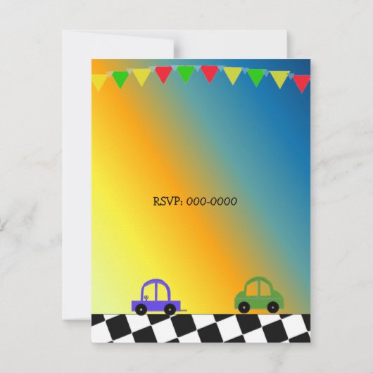 レーシングカーのトラフィック光の誕生日パーティーの招待 招待状 (裏面)