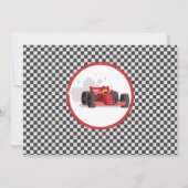 レーシングカーのドライバー4トリップ写真4th誕生日 招待状 (裏面)