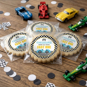 レーシングカーのファストワンパーティーグッズ 誕生日 ラウンドシール