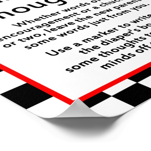 レーシングカーのベビーシャワーのサインがプリントされる ポスター (角)