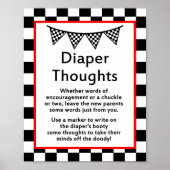 レーシングカーのベビーシャワーのサインがプリントされる ポスター (正面)