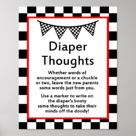 レーシングカーのベビーシャワーのサインがプリントされる ポスター