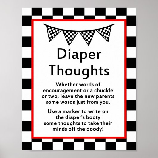 レーシングカーのベビーシャワーのサインがプリントされる ポスター (正面)