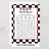 レーシングカーのベビーシャワーゲームプリント (正面/裏面)