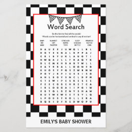 レーシングカーのベビーシャワーゲームプリント