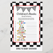 レーシングカーのベビーシャワーゲームプリント (正面)