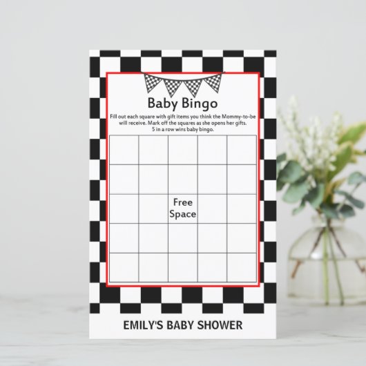 レーシングカーのベビーシャワーゲームプリント (スタンド正面)