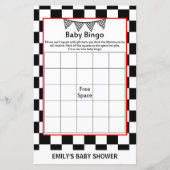 レーシングカーのベビーシャワーゲームプリント (正面)