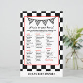 レーシングカーのベビーシャワーゲームプリント (スタンド正面)