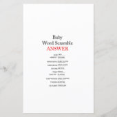 レーシングカーのベビーシャワーゲームプリント (裏面)