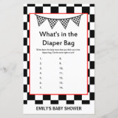 レーシングカーのベビーシャワーゲームプリント (正面)