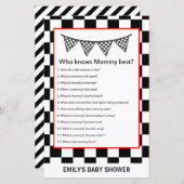 レーシングカーのベビーシャワーゲームプリント (正面/裏面)