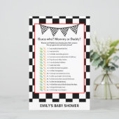 レーシングカーのベビーシャワーゲームプリント (スタンド正面)