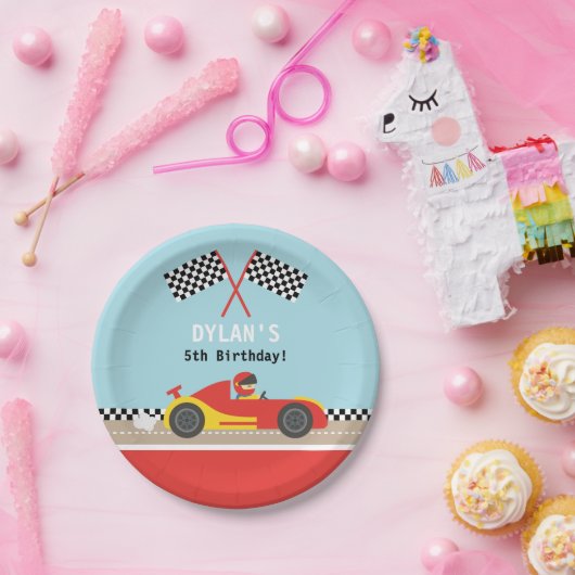 レーシングカーのボーイズ誕生パーティー用品 ペーパープレート (パーティー)