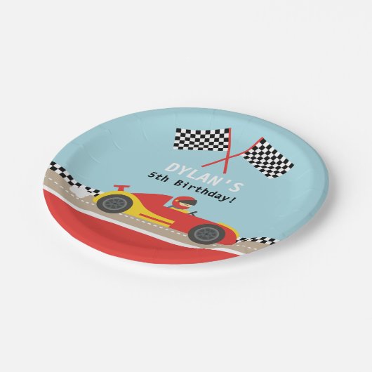 レーシングカーのボーイズ誕生パーティー用品 ペーパープレート (アングル)