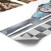 レーシングカーの最初の誕生日パーティマイルストーンサイン ポスター (角)