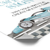 レーシングカーの誕生日パーティーテカスタムーブルの看板 ポスター (角)