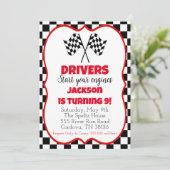 レーシングカーの誕生日招待状 招待状 (スタンド正面)