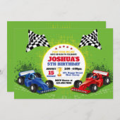 レーシングカーの誕生日招待状 招待状 (正面/裏面)