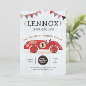 レーシングカーの誕生日招待状 招待状 (スタンド正面)