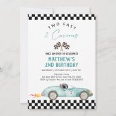 レーシングカーの2歳の誕生日 ツーファースト2 キュリアス 招待状 (正面)