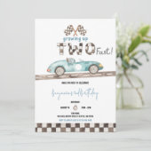 レーシングカーの2歳誕生日招待状 招待状 (スタンド正面)