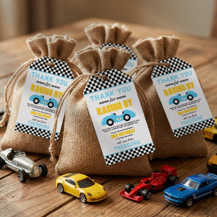 レーシングカーの3歳の誕生日パーティー Fast & Three ギフトタグ