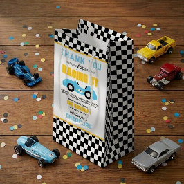 レーシングカーの3歳の誕生日パーティー Fast & Three スモールペーパーバッグ