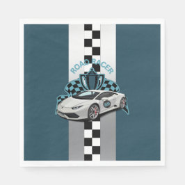 レーシングカーグリーン、ブラック&ホワイト紙ナプキン スタンダードランチョンナプキン